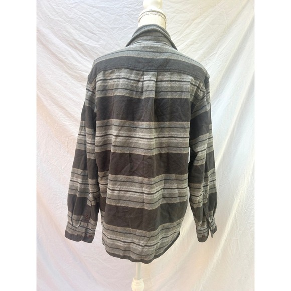 Katin Striped Flannel Shirt Long Sleeve Gray Casual Warm Layering Large - Picture 2 of 6